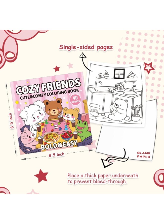 Capstro Bold & Easy Coloring Book for Kids – Cute, Simple Designs for Relaxing Creative Play | Large Illustration Art Book for Children – Cozy Friends Theme - Image 5